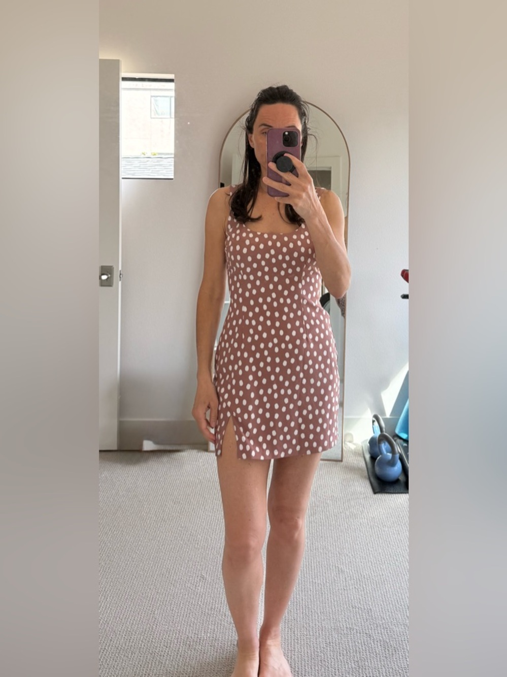 Abercrombie & Fitch Mauve Polka Dot Slip Mini Dress